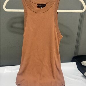 Lou Muse Women's Brown Ribbed Tank Top
